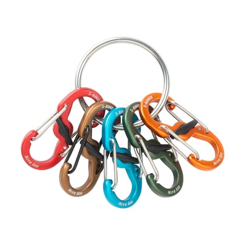 Small Aluminum Keyring Locker S-Biner Carabiner Set with 5 Assorted Colors