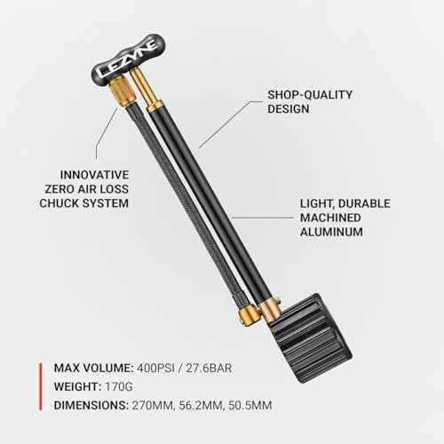 LEZYNE Shock Drive Bicycle Hand Pump, High Pressure 400psi Shock Pump, Portable, Mountain & Road Bike Pump