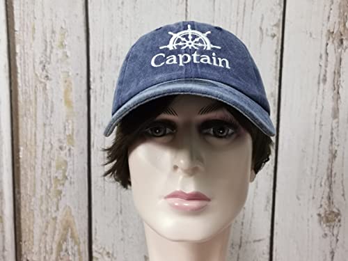 Captain First Mate Crew Embroidered Baseball Cap for Men Women - Washed Navy Blue