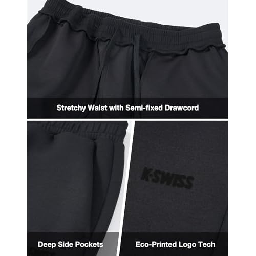 K-Swiss Men's Sweatpants with Pockets - Lightweight & Breathable Joggers for Men, Cuffed Track Pants for Casual Lounge