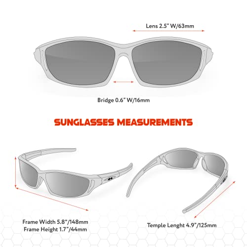 Polarized Wrap-Around Sports Sunglasses for Men Women UV400 Black White Smoke