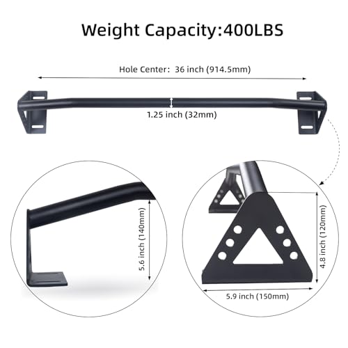 Wall Mounted Pull Up Bar Doorway Support Beam Heavy Duty Strength Training Bar - Black