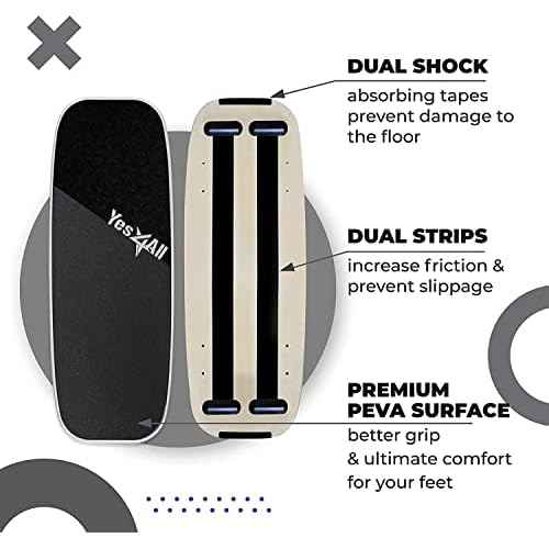 Yes4All Balance Board Sports Trainer, Surf Trainer Board With Adjustable Stoppers, Improve Core Strength and Balance Control