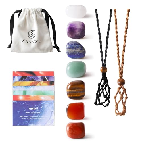 Chakra Healing Crystal Necklace Set - 7pcs Colorful Gemstones for Women Men Teens