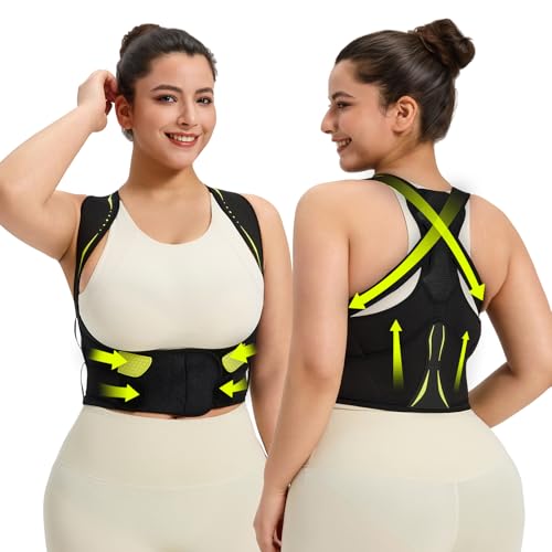 aoFIT Posture Corrector for Women Black L Adjustable Upper Back Brace