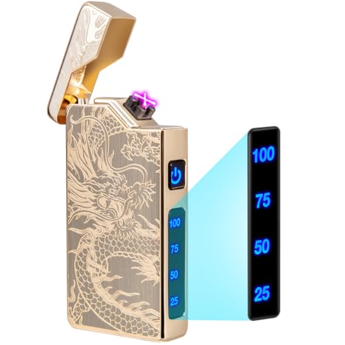 Rechargeable Plasma Dragon Lighter - Gold Variation - Wind & Splash Proof USB Electric Lighter