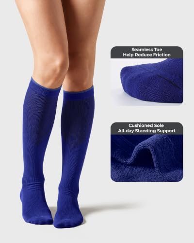 Compression Socks Women & Men 20-30mmHg Medical Grade for Flying - Large X-Large, Black+White+Grey+Navy