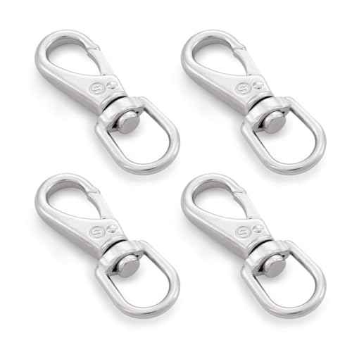 SHONAN 3.5 Inch Stainless Steel Flag Clips for Flagpole Rope- 4 Pack Diving Clips Flag Pole Clips, Swivel Snap Hooks for Dog leashes, Keychains, Boat Ropes, Bird Feeders