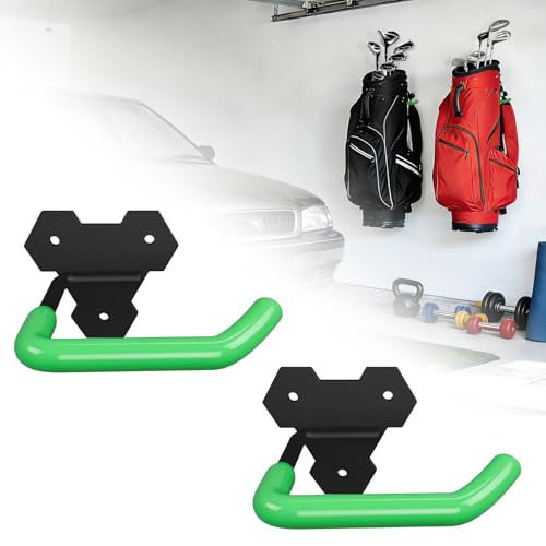 2 Pcs Wall Mounted Golf Bag Hangers for Garage Storage, Adjustable Steel Golf Organizer