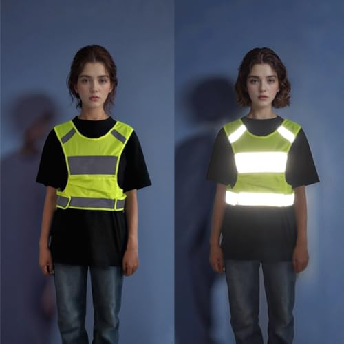 Neon Yellow Reflective Vest for Running Biking Walking - Large Safety Gear