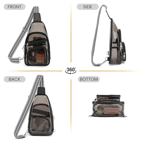Sisipoet Clear Stadium Bag for Events, Crossbody Fanny Pack - Semi Black