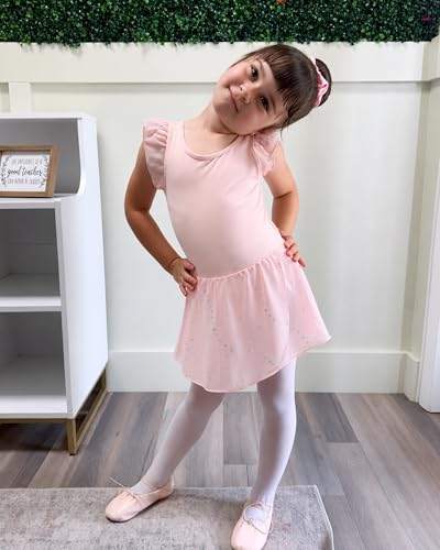 Stelle Girls Flutter Sleeve Ballet Leotard with Tutu Skirted Dress - 4-5T Ballet Pink