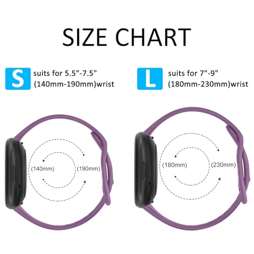 6 Pack Fitbit Versa & Sense Watch Bands - Black, Navy Blue, Gray, Dark Purple, Wine Red, Cactus Large