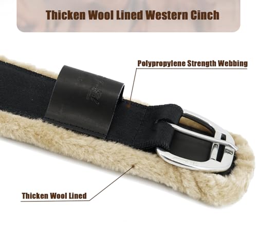 Jeereal 32 Inch Breathable Western Horse Cinch Girth - Leather & Wool Lined