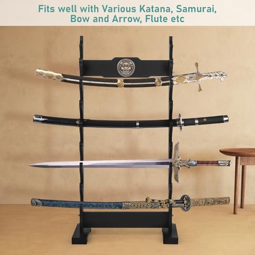 Lukar 8 Tier Floor Standing Sword Rack with Kylin Head Decoration - Samurai & Katana Display Stand