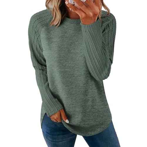 SAMPEEL Sweatshirt for Women Long Sleeve Shirts Crewneck Sweaters Fall Fashion Outfits 2025 Trendy Tunic Tops Plus Size