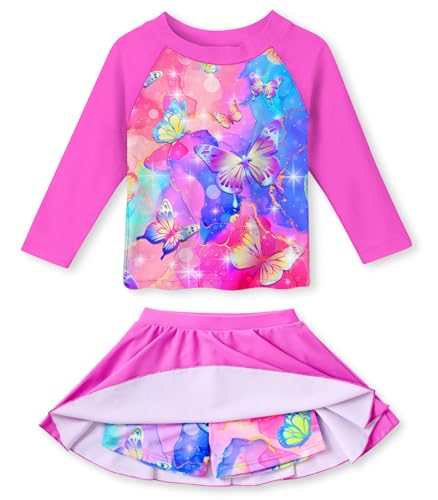 Girls Swimsuit Rash Guard Set Long Sleeve Two-Piece Bathing Suit 3-10 Years