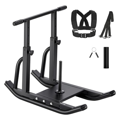 VEVOR Weight Sled, Steel Power Sled, Fitness Training Sleds for Athletic Exercise Speed Improvement, Workout Equipment with Adjustable Height Handle, Compatible with 1/2 in Weight Plates