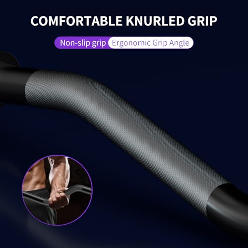 47-Inch EZ Curl Bar Weight Lifting Bar with Black Finish, 1-Inch Diameter, Heavy Duty Steel