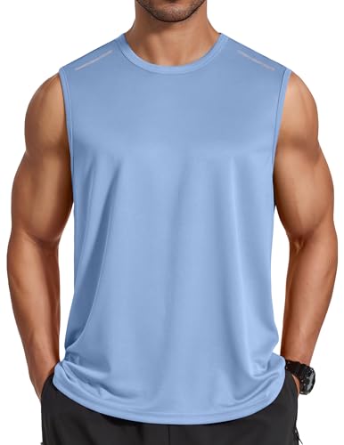 Men's Sleeveless Workout Tank Top - Quick Dry, Moisture Wicking, 3X-Large Light Blue