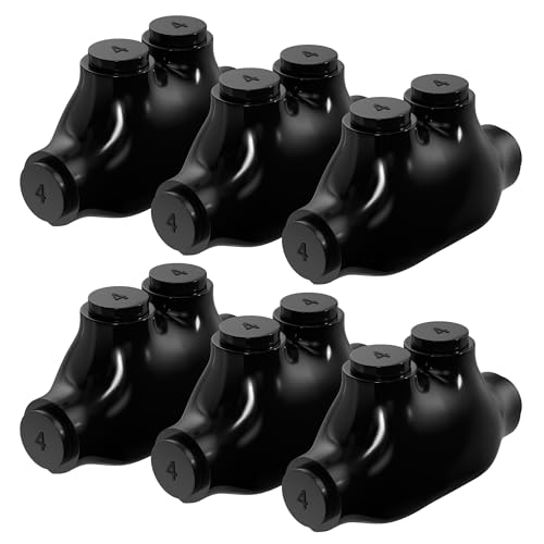 4-14 AWG Inline Splice Connectors, Aluminum to Copper Wire, 6 Pack, 5/32” Slotted Allen, Black