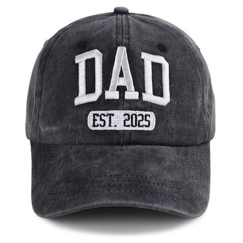 2PCS Est 2025 Mom and Dad Hats for New Parents Gifts, Adjustable Embroidered Baseball Caps Set for Mothers Fathers Day