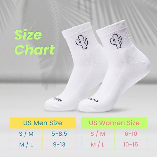 DEL CAMPO Performance Golf Socks - Small-Medium Cactus Design 3-Pack - Cushioned Quarter-Height Socks