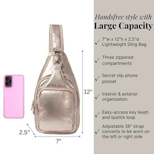 Baggallini Women's Central Park Sling 12"x7" Crossbody Bag W/Convertible Adjustable Shoulder Strap