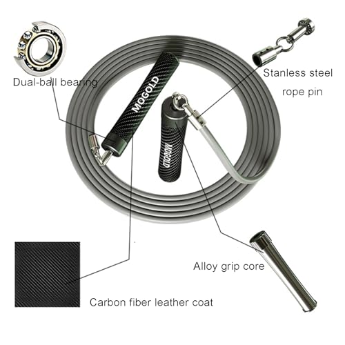 Weighted Jump Rope 1LB with Black Handle - 9ft for HIIT & Cardio, Pre-Sized L Length