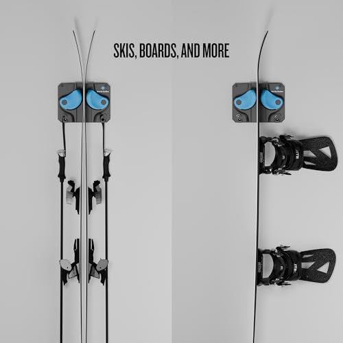 Gravity Grabber Ski & Snowboard Wall Mount Cyan 1-Pack - Damage-Free Indoor Storage
