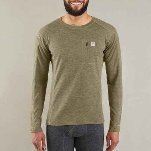 Carhartt Men's MBL119 Base Force¢ç Heavyweight Base Layer Poly-Wool Crew - X-Large Tall - Burnt Olive Heather