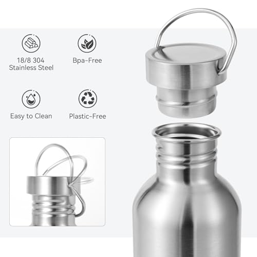 32oz Stainless Steel Water Bottle Pack of 2 - Uninsulated, Leakproof, Eco-Friendly