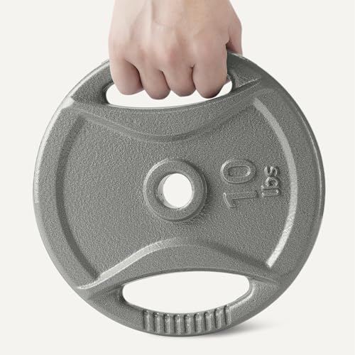 10 lb Cast Iron Weight Plates Set with Grip Holes - 4 Pieces, 1 Inch Barbell Compatible