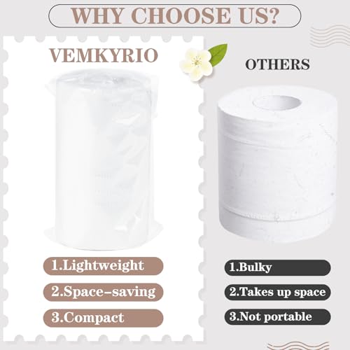 Vemkyrio Packable Camp Toilet Tissue 12 Rolls - Soft Travel Toilet Paper for Camping Hiking Outdoors