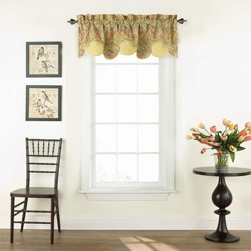 Waverly Swept Away Valances for Windows Rod Pocket Curtains for -Kitchen and Living Room, 60" x 18", Berry