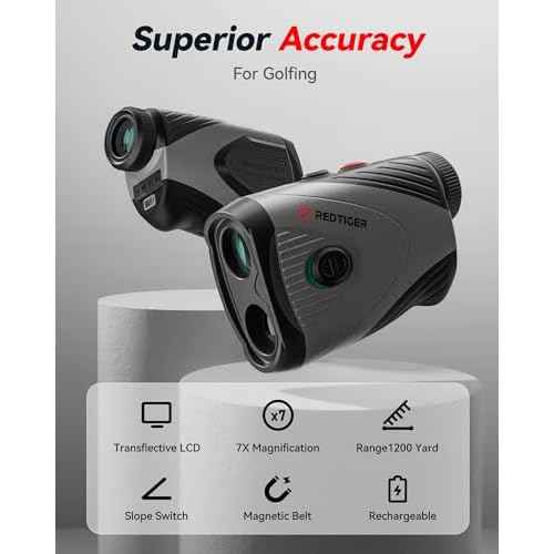REDTIGER Golf Rangefinder, 7X Magnification 1200 Yards Laser Range Finder with Slope, Built-in Magnetic Bracket, Flag Pole Locking Vibration£¦Rechargeable, GolfVue Series 1 pro