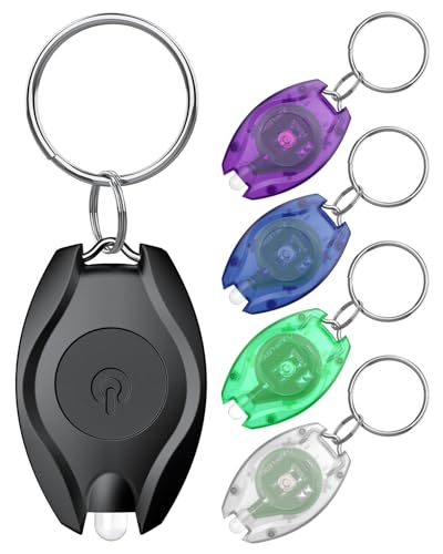 Multicolor LED Keychain Flashlight 5 Pack Mini Portable 14 Lumen Outdoor Light