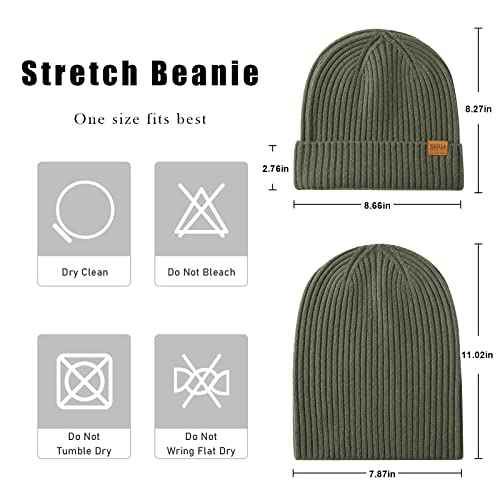 100% Merino Wool Cuff Beanie Hat, Unisex Warm Winter Caps Soft, Breathable & Cozy Stretchy Knitted Cuffed Cap