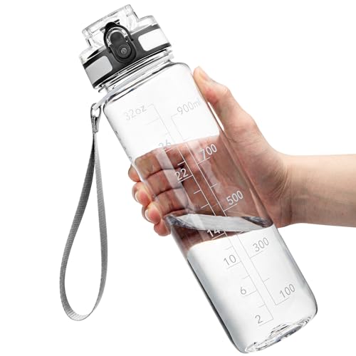 Oldley 32oz Water Bottle with Time Marker - Motivational Sport Drinkware AA-Clear