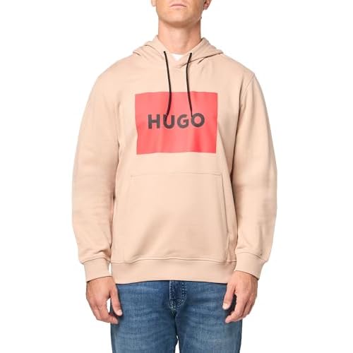 HUGO Men's Regular Fit Square Logo Hooded Jersey Sweatshirt