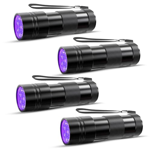 Blacklight Flashlights 4 Pack - 395nm UV Handheld Pet Urine Detector, Scorpions, Stains, Bed Bugs