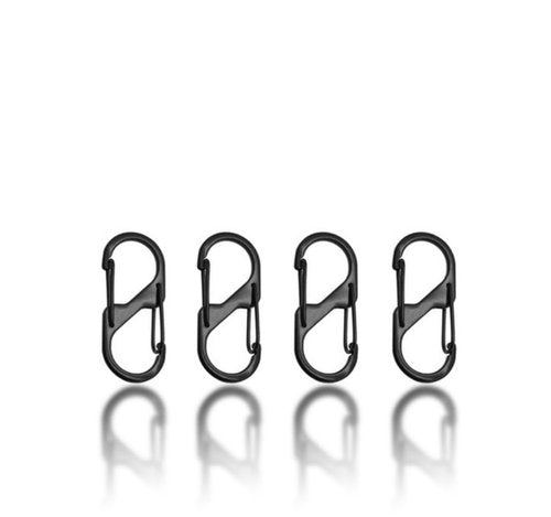 4-Pcs Stainless Steel S Shaped Carabiner Clips, Anti Theft Zipper Locking Clips for Tent, Purse, Backpack, and Luggage (Black 1.26 x 0.55 Inch)
