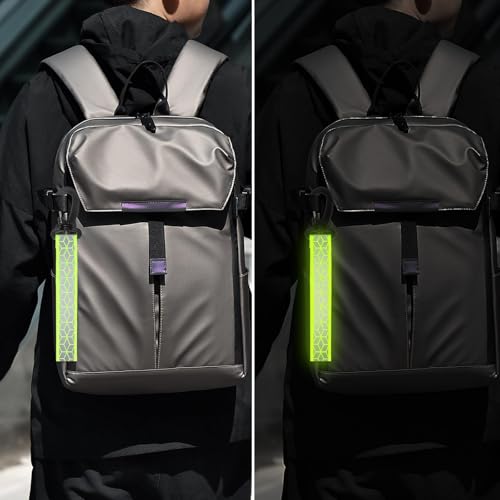 6PCS Green Reflective Backpack Straps Safety Night Reflectors for Cycling Running Camping
