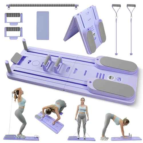 Upgraded Split Pilates Board-Pilates Reformer Set 6 in 1 Multifunctional Abdominal Fitness Board for Home Workout Equipment, Foldable Pilates Portable Reformer Machine, Ab Board Trainer for Women