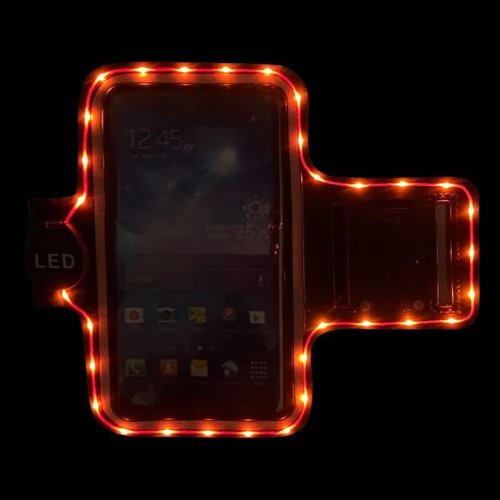 BoxWave Case Compatible with Sony Walkman NW-ZX707 - JogBrite Sports Armband, High Visibility Safety Light LED Runners Armband - Bold Orange