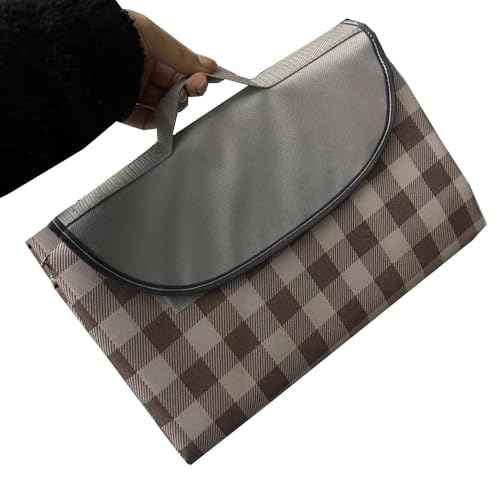 K Y KANGYUN Extra Large Picnic Blanket Outdoor Beach Blankets, Water-Resistant Foldable Sandproof Blankets Cute Picnic Mat for Beach, Camping Grass Lawn Park Mats (Brown 2, 80x80 in)