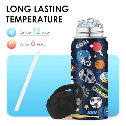 Sport 16oz Water Bottle with Straw Lid - Insulated Stainless Steel Leakproof Drink Cup
