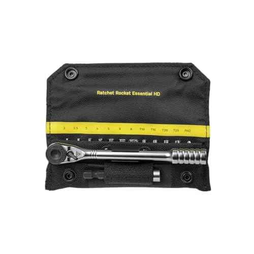 Topeak Ratchet Rocket Essential HD (TT2633) ? 15-Function High-Torque Mini Ratchet Tool Kit ? 60Nm Capacity ? 13 Bits ? Magnetic Bit Holder ? Nylon 1000D Case ? Compact 202g Design