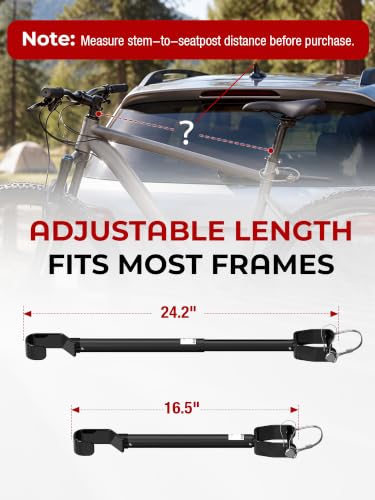 Zipcase Adjustable Bike Rack Adapter Bar 16.5-24.2 Inches, 70 lbs Capacity