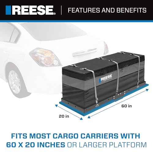 Reese Explore 63604 Amigo Hitch Mount Cargo Carrier Bag, 59 Inch x 18.5 Inch x 24 Inch, Rainproof, Fit On A Most Full-Size Hitch Mounted Cargo Carriers.